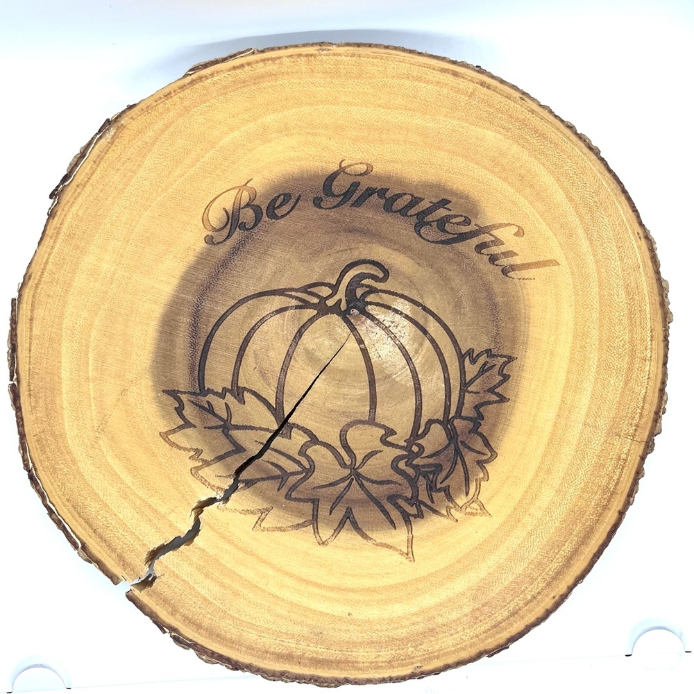 Lipper International Fall Thanksgiving Acacia Wood Slab Serving Board